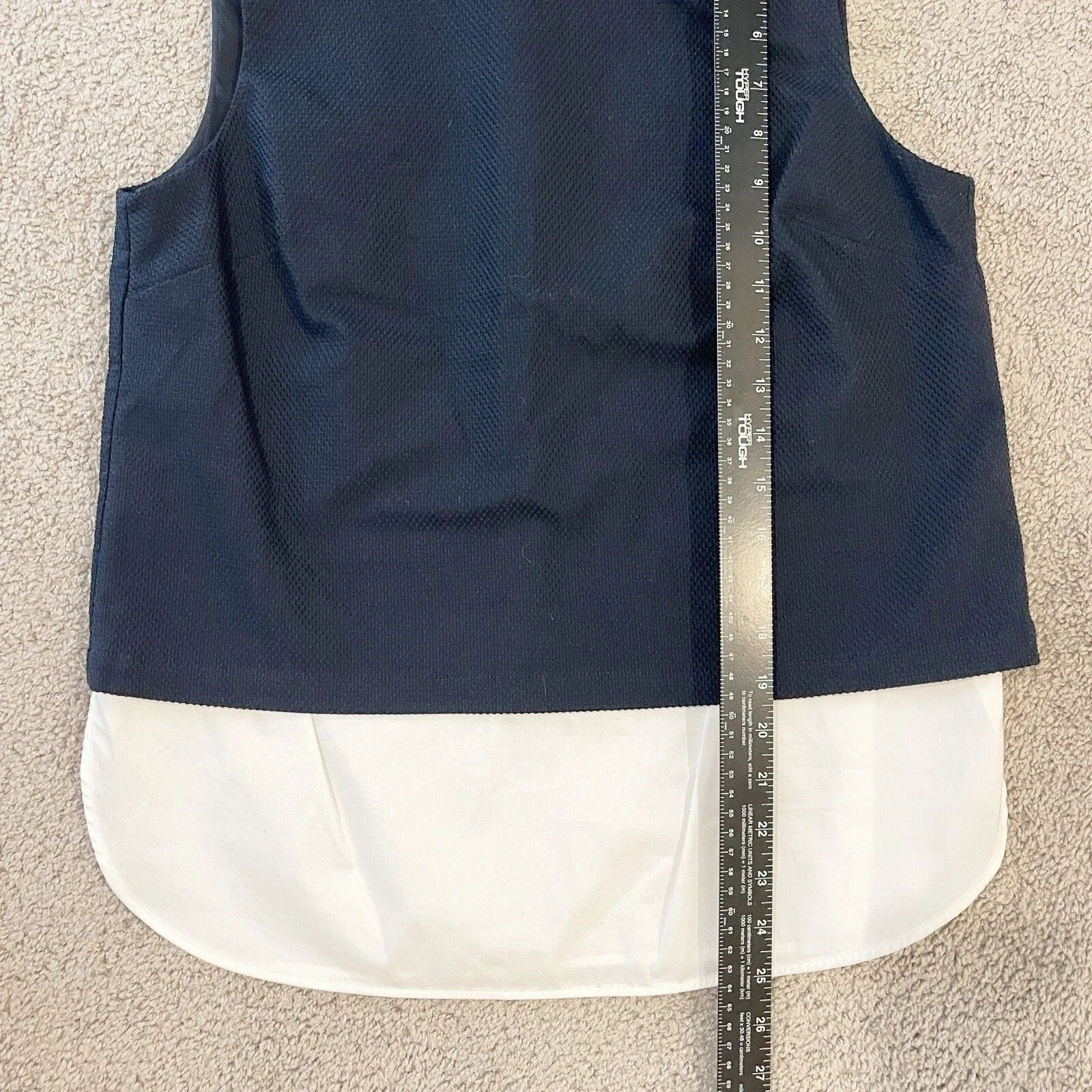 Theory Tank Top Women Med Blue White Modal Layered Textured Preppy Structured - Image 9