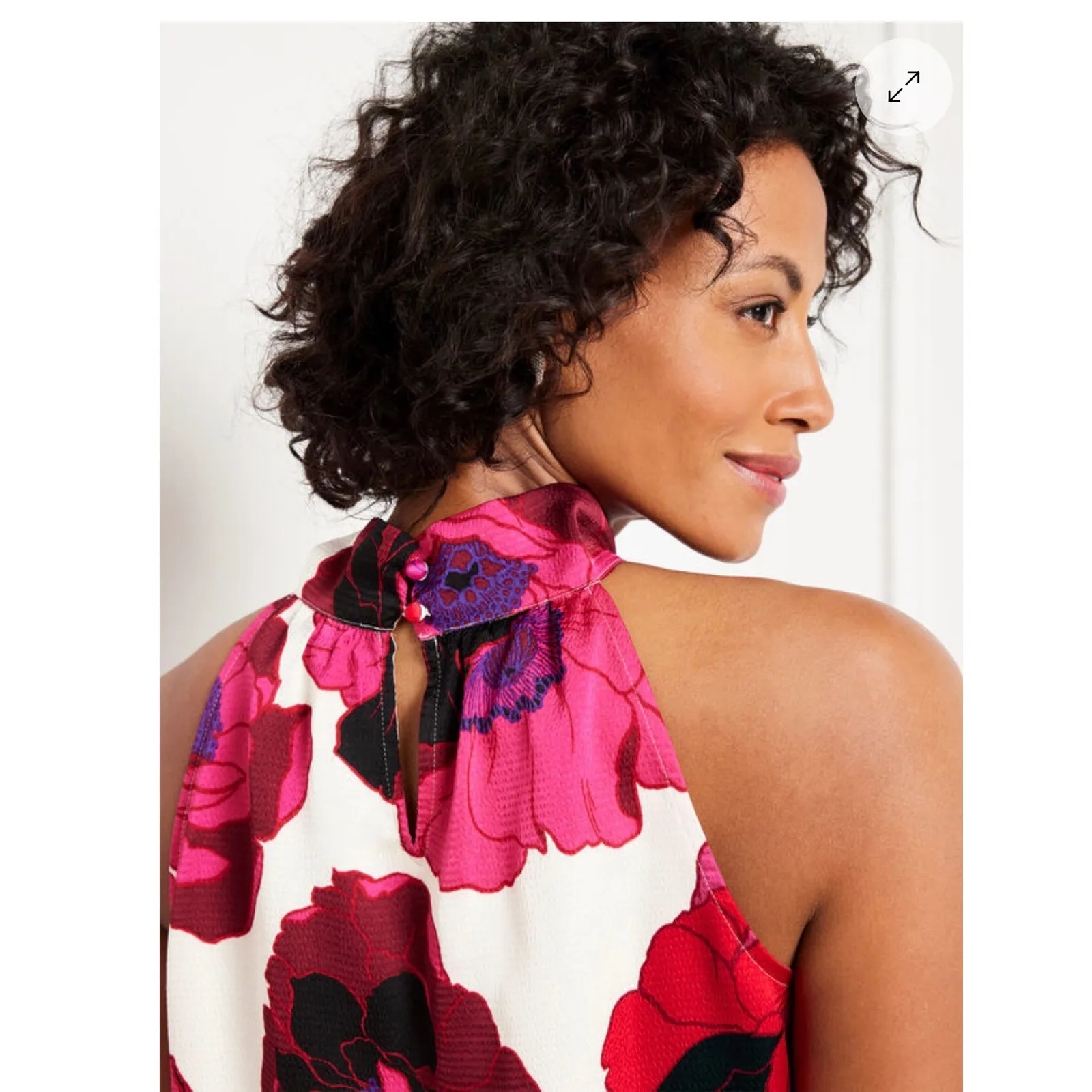 TALBOTS Tie Neck Halter Top Plus Size 2X Pink NEW Floral Modern Colorful Flower - Image 6