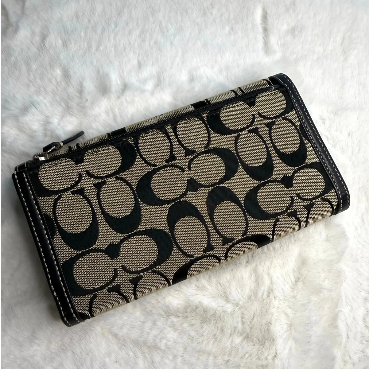 Coach  Black Signature Canvas Wallet - Image 2