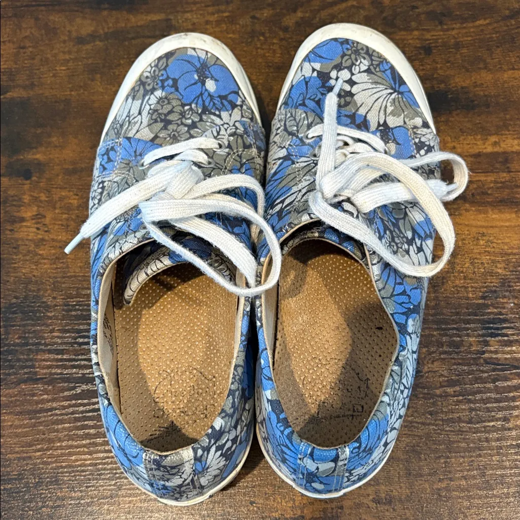 Dansko Blue Gray Paisley Floral Sneakers White Laces Slip Resistant Shoes 9.5 40 - Image 4