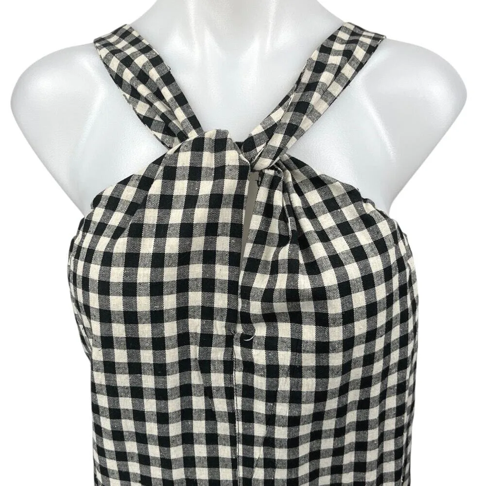 Heartloom Black White Gingham Check Plaid Sleeveless Halter Mini Tank Dress Sz M - Image 3