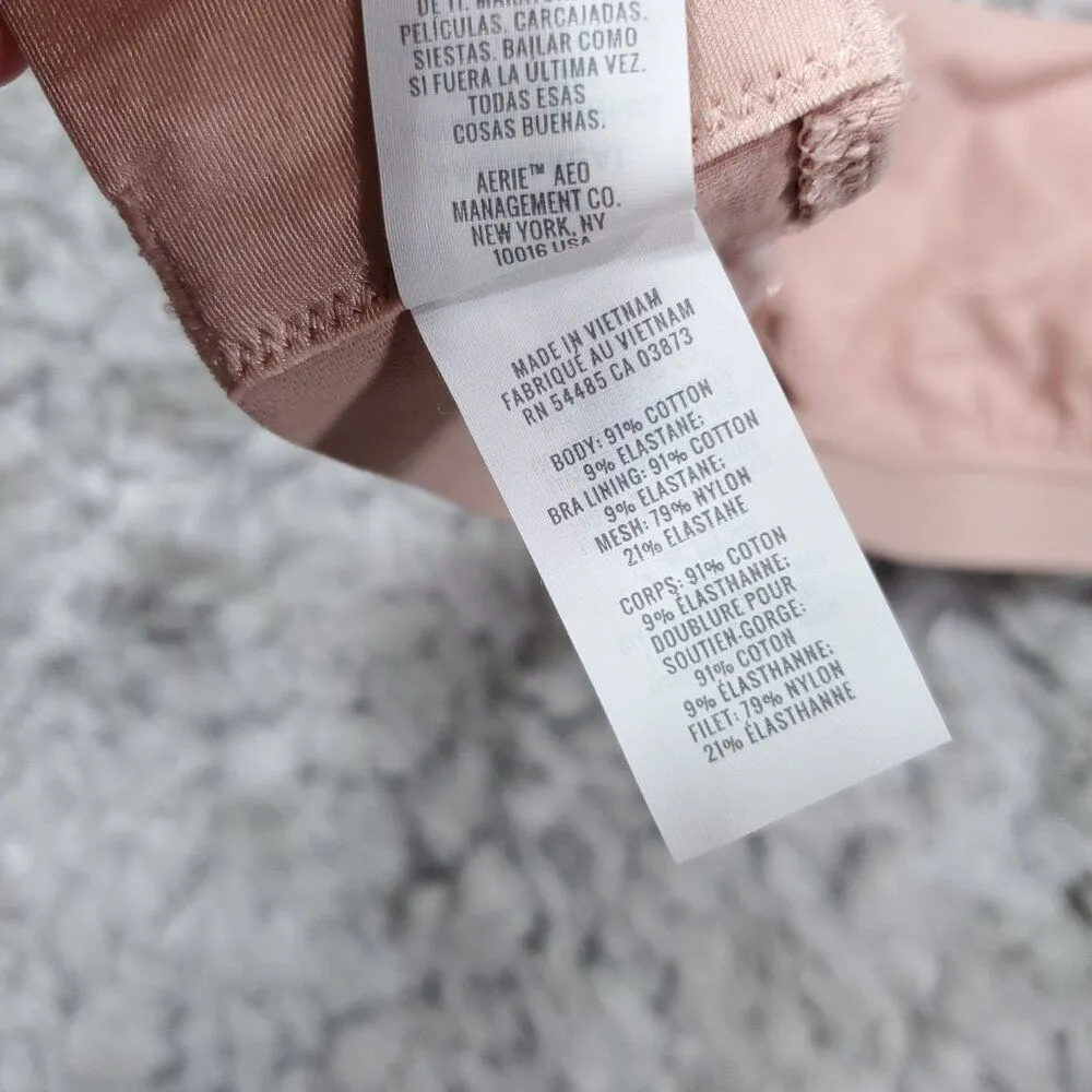 Aerie Square Neck Strappy Side Bralette Size XS Lace Up Unlined Wireless Pink - Image 7