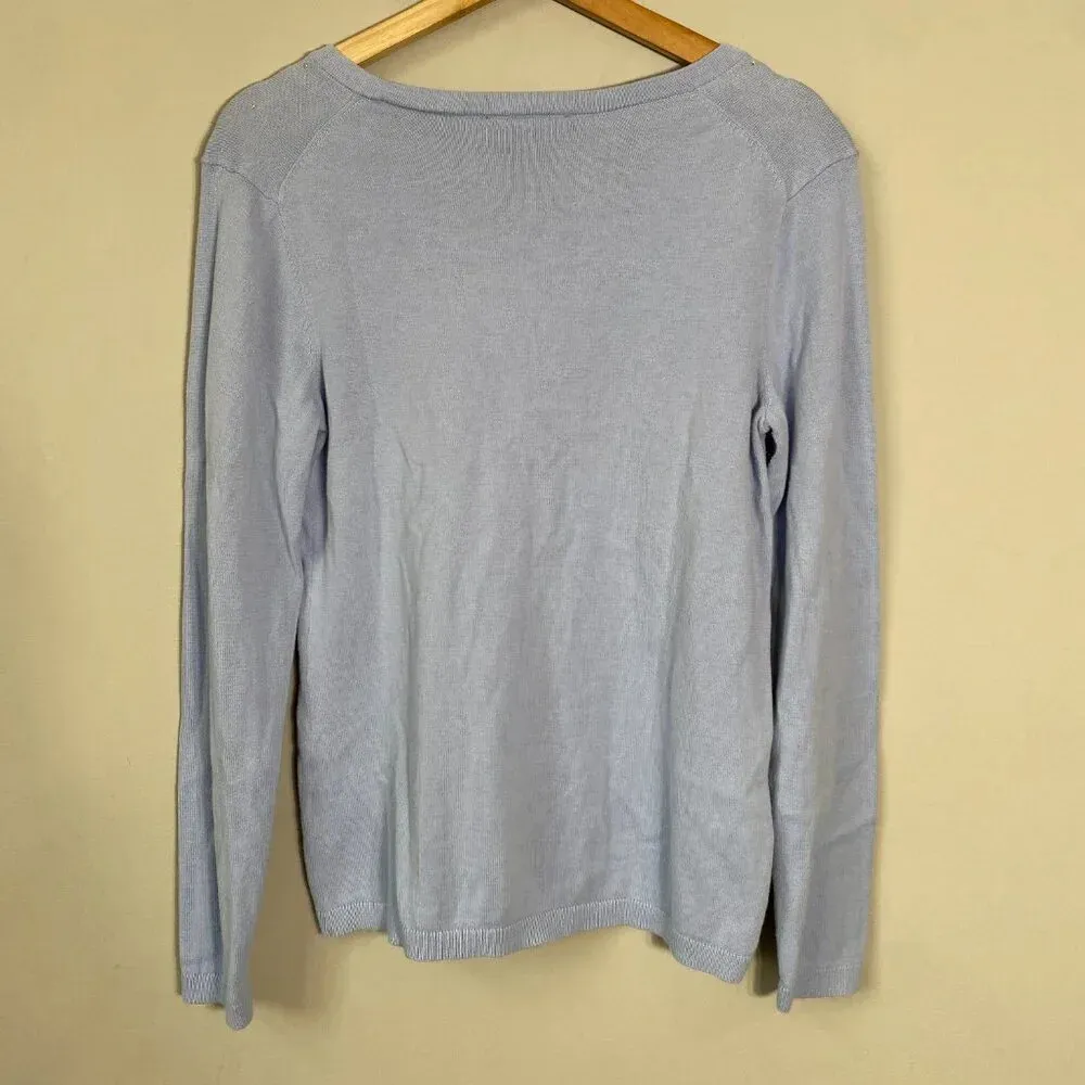 DKNY Women's Small Long Sleeve V-Neck Rhinestone Embellished Y2K Knit Sweater - Image 12