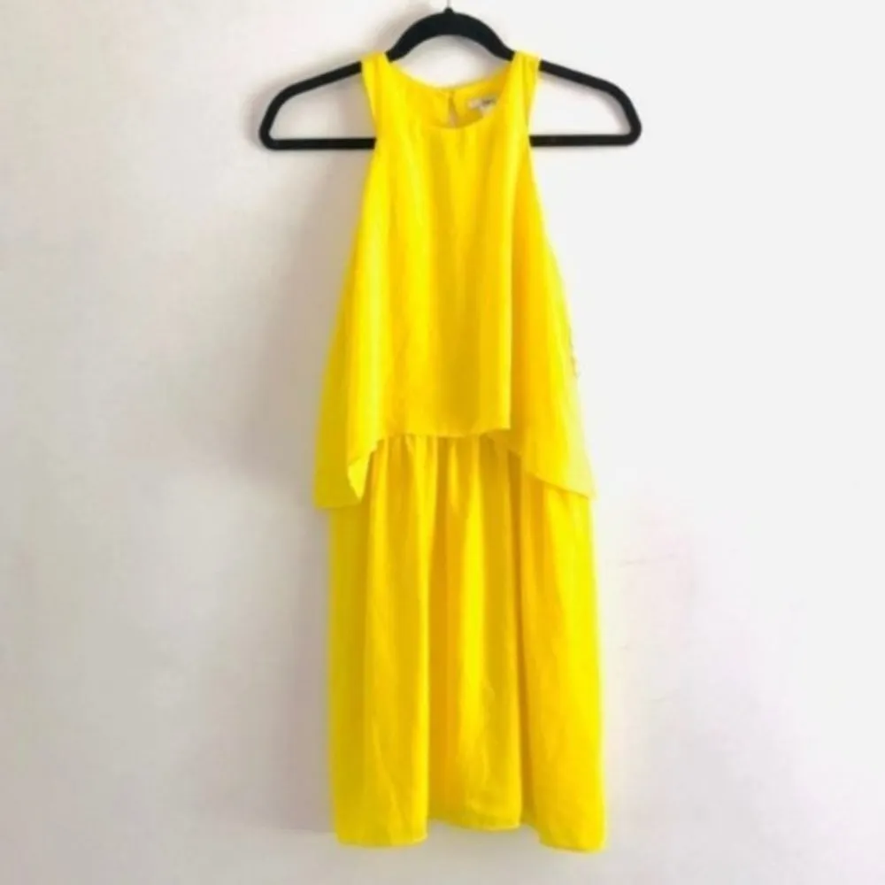 Bar III Dress S NWT Macy’s Yellow Popover Electric Citron Keyhole - Image 3