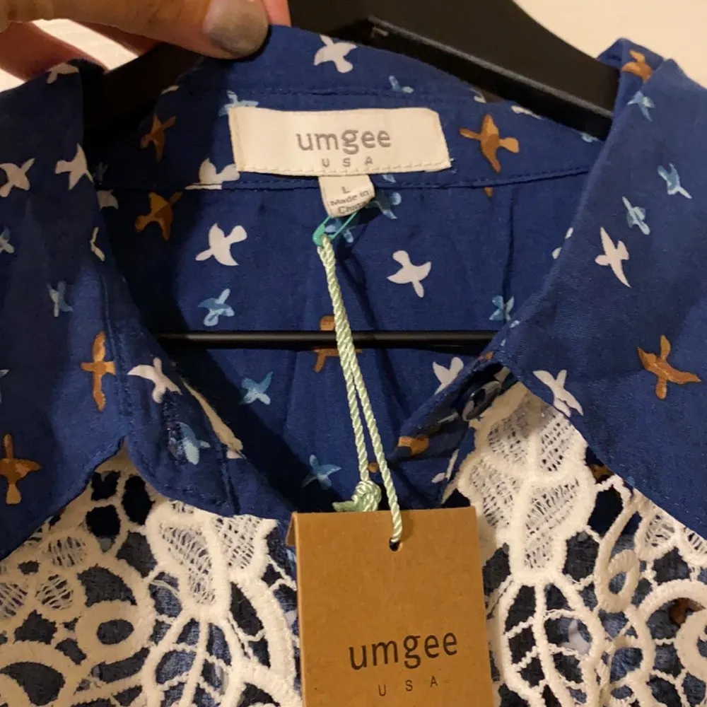 NWT Umgee sleeveless bird print crochet tank - Image 6