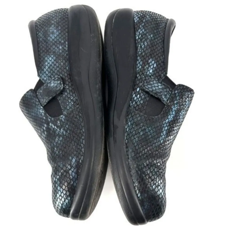 Alegria Women's Kar-468X Snakeskin Leather Oceanic Clog Shoes Black Blue Size 43 - Image 3