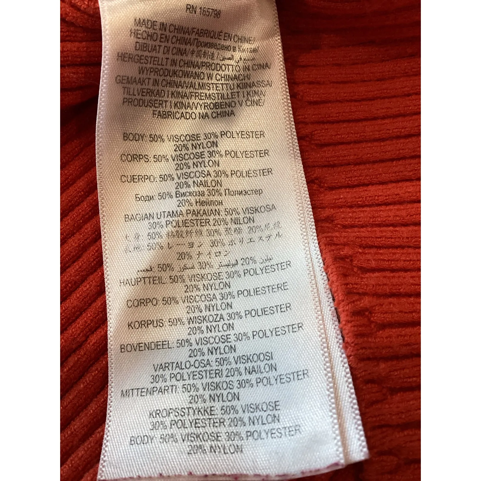 Herve By Herve Leger Orange Ribbed Knit Long Sleeve Cold Shoulder Mini Dress M - Image 7