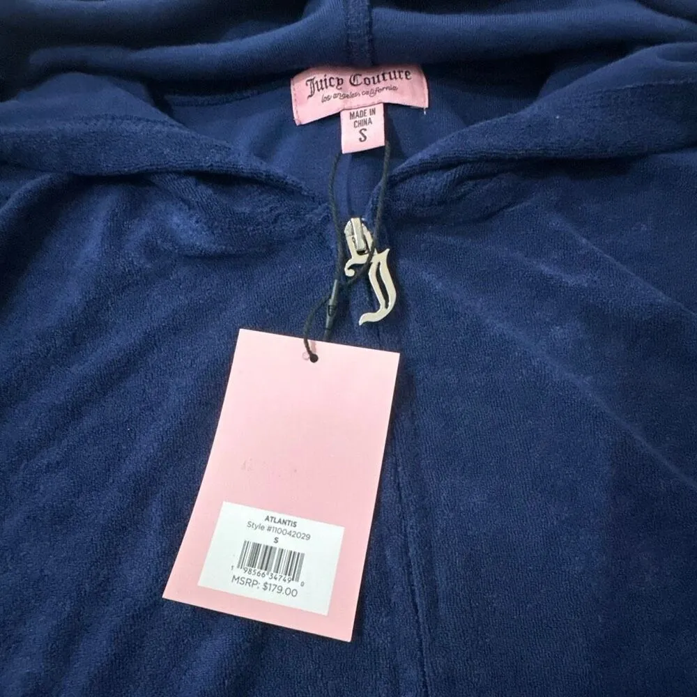 NWT Juicy Couture short-sleeve hoodie and shorts tracksuit set in Atlantis dark - Image 3