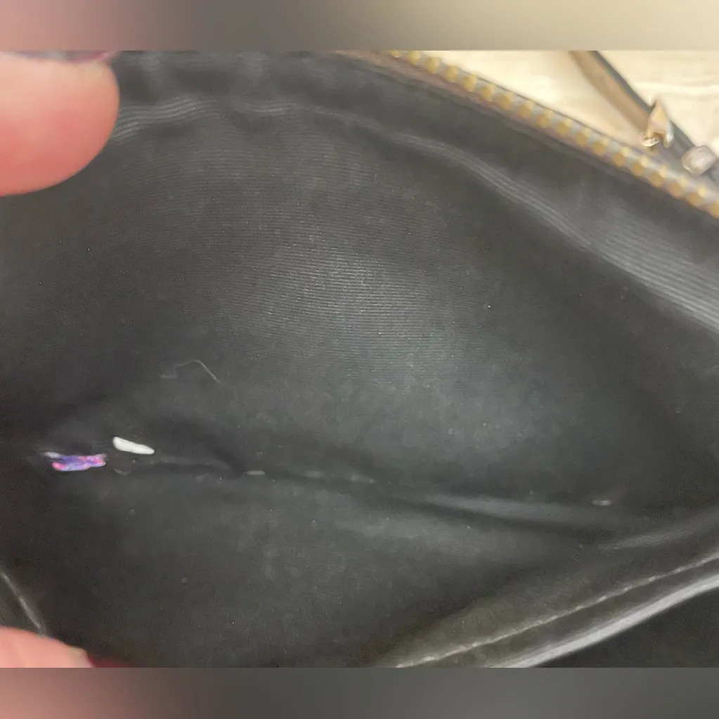 COACH  Quinn Gray Leather Chain Strap Zipper Closure Crossbody Bag; 4” x 6” - Image 11