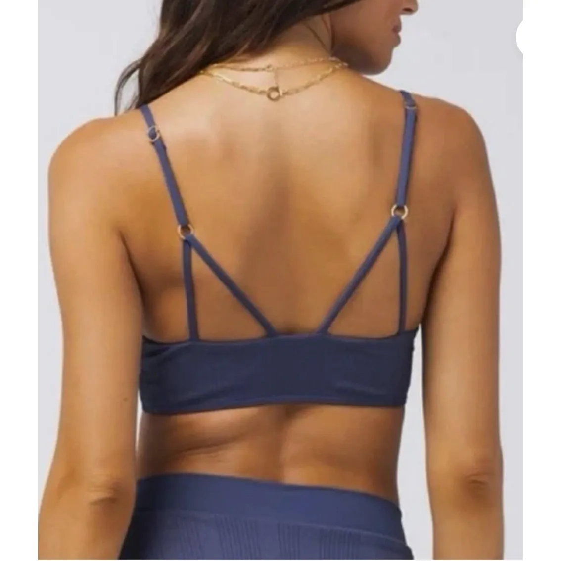 L Space Bikini Top Womens‎ XL Blue Siren Wired Ribbed Swimwear - Image 2