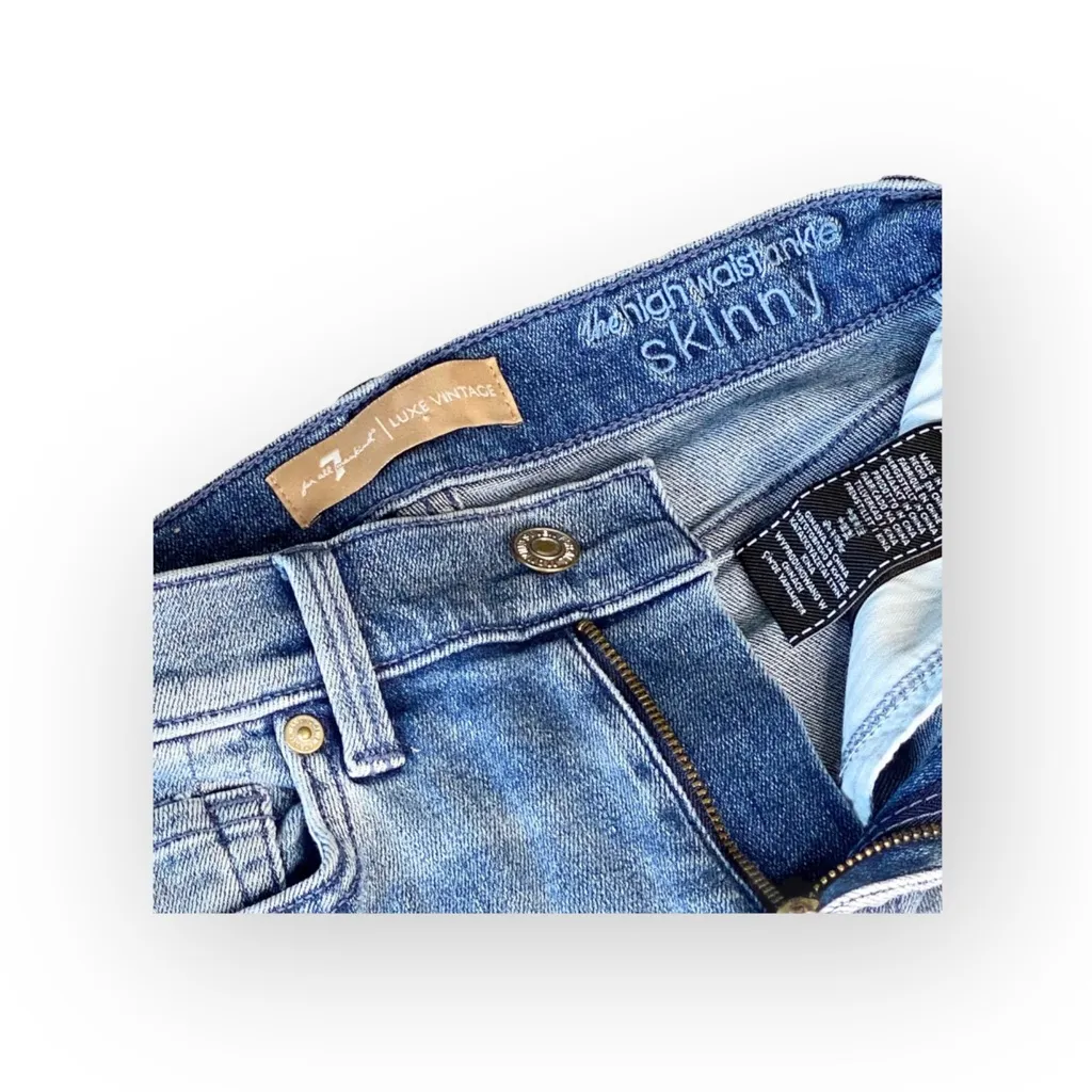 7FAM 7 for all Mankind Luxe Vintage ☻︎ High Sequin Embroidery Skinny Jeans ☻︎ 24 - Image 9