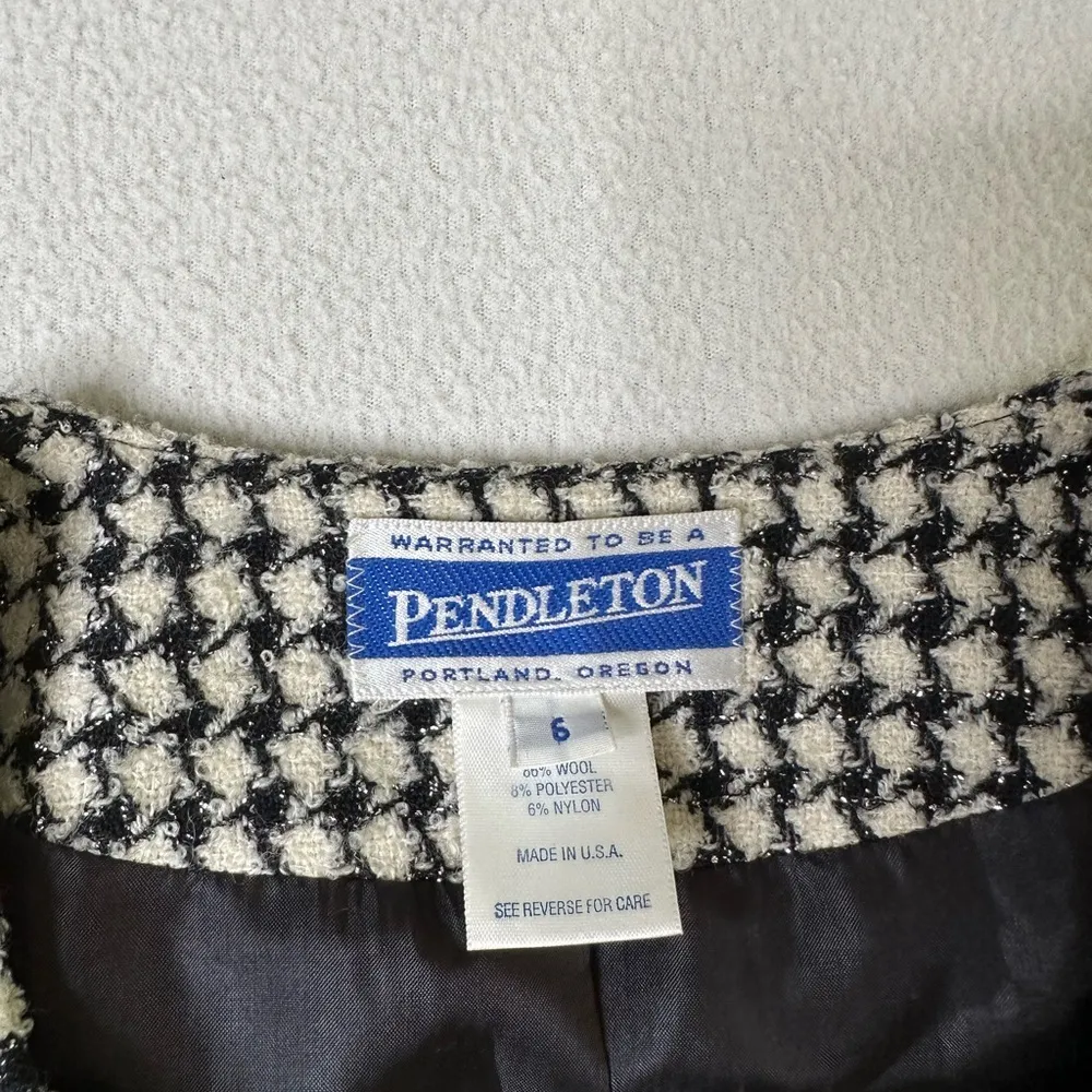 Pendleton  Vintage Tweed Houndstooth Gingham Button Down Blazer - Image 7