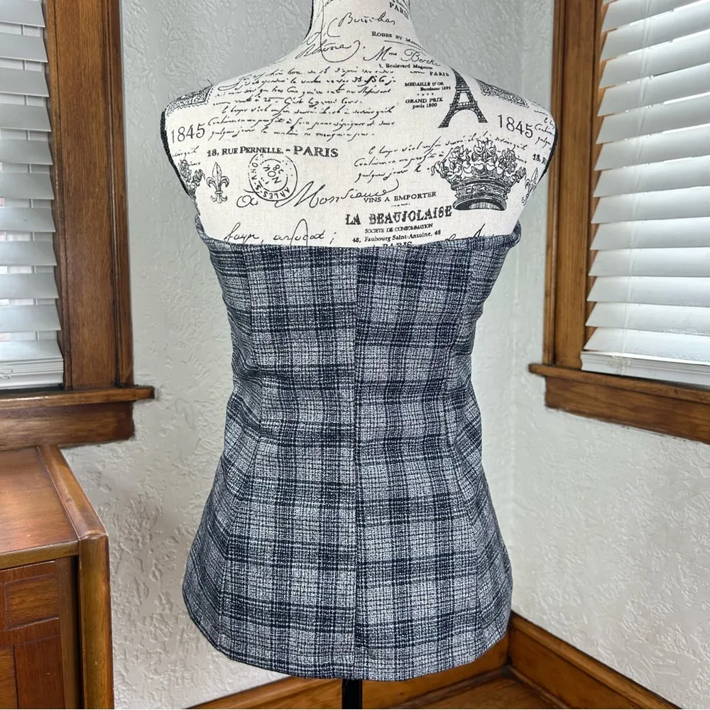HYFE | Plaid Checked Sleeveless Button Front Vest Size S Gray - Image 3