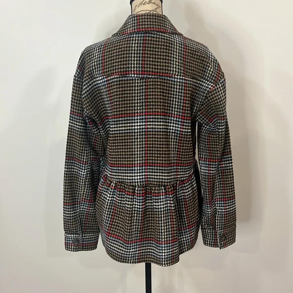 Like new Mystree wool blend houndstooth peplum shacket M - Image 4