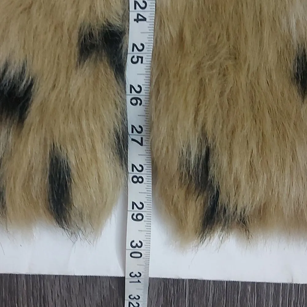 New Directions Faux Fur Animal Print Vest XL Mob Wife Boho Fall Winter Cozycore Tan - Image 7