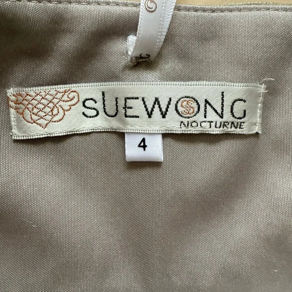 Sue Wong Beaded Embroidered Strapless Embellished Mini Dress in‎ Silver Gray, 4 - Image 3