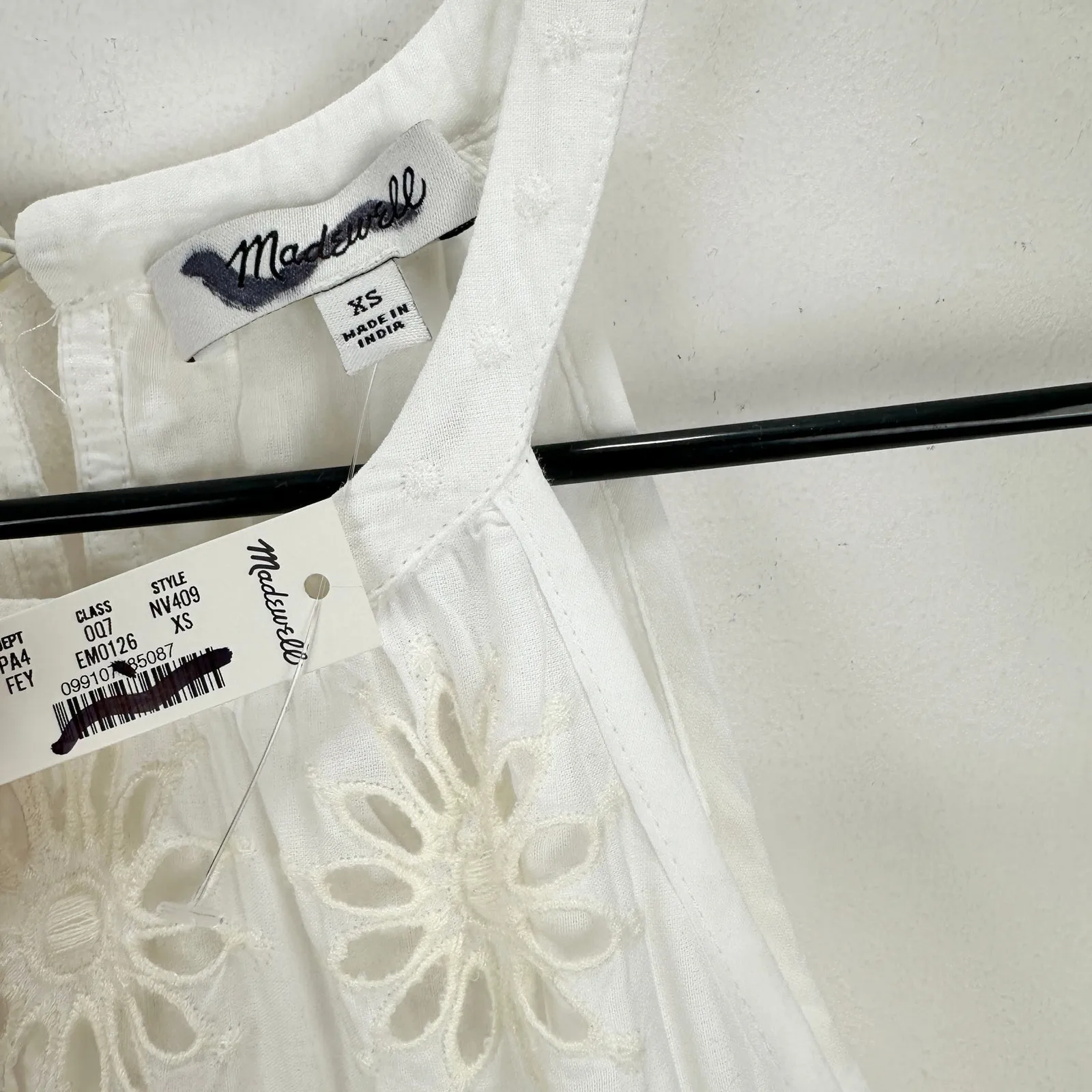 Madewell Embroidered Drop Waist Maxi Dress Floral Eyelet Relaxed Cream XS NWT - Image 9