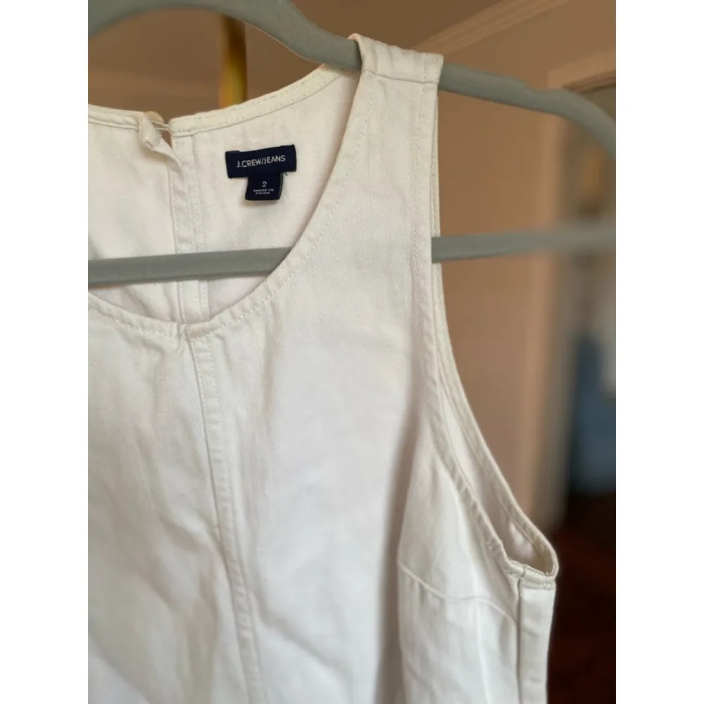J.CREW JEANS Denim Mini Dress Sleeveless July 4th White Pockets Size 2 - Image 3