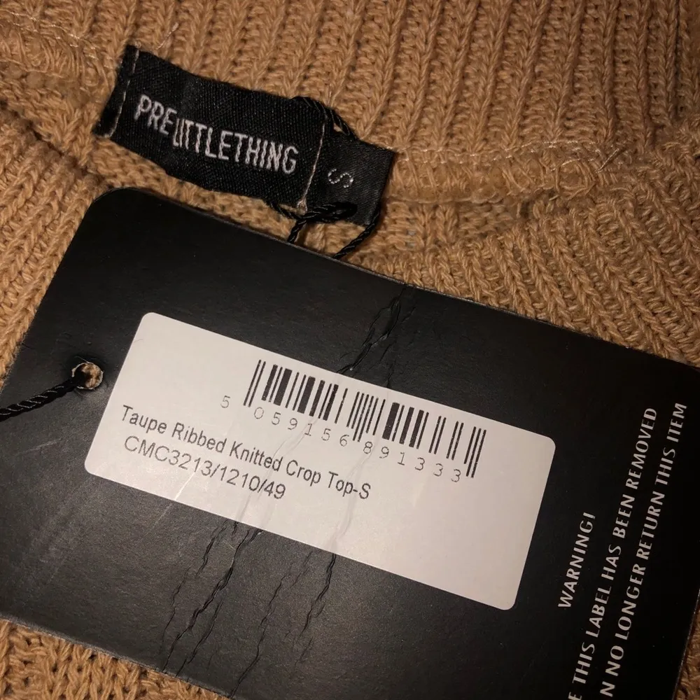 Tan Ribbed Knit Cropped Tank Top - Image 9