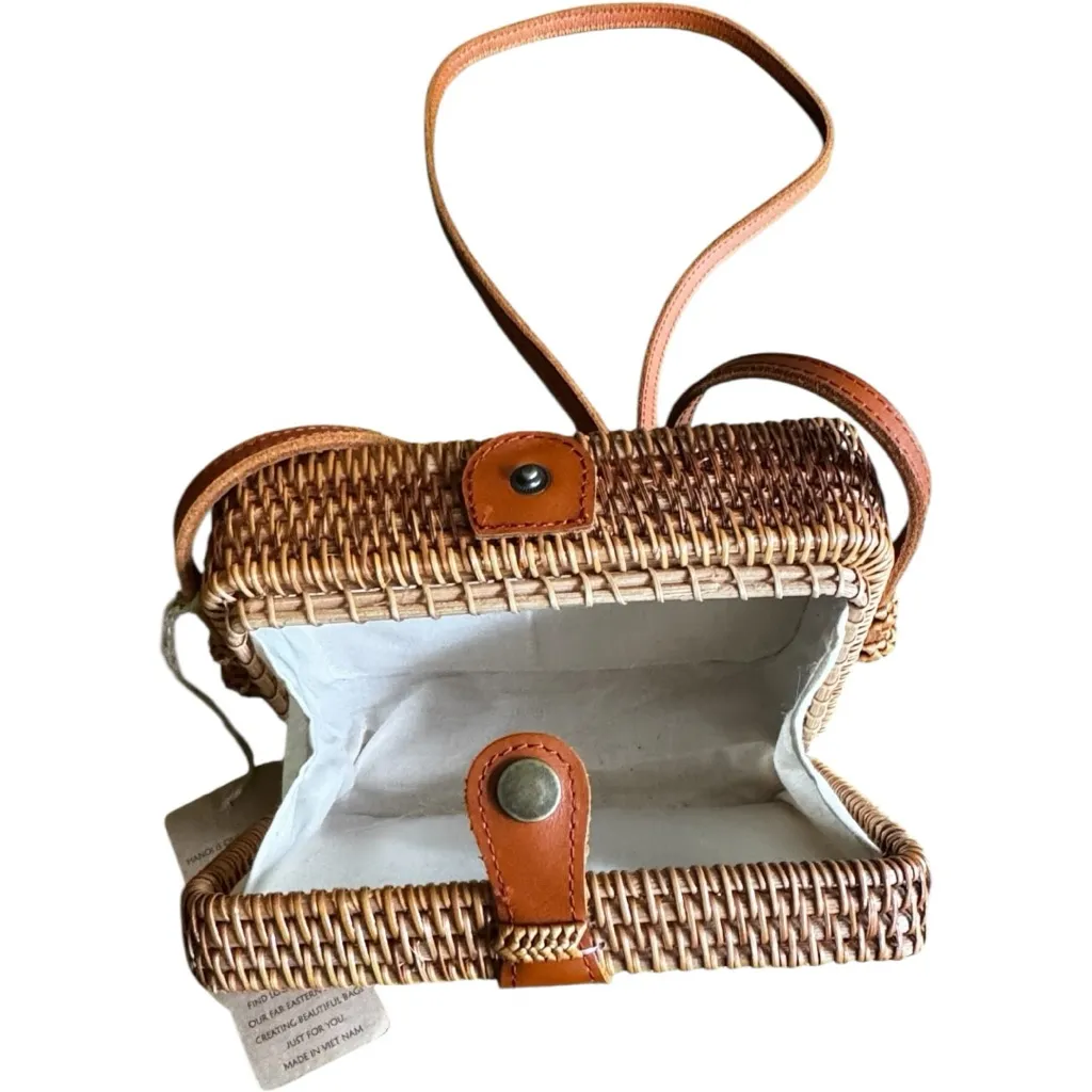 Handmade Genuine Leather Woven Bag Brown - Image 4