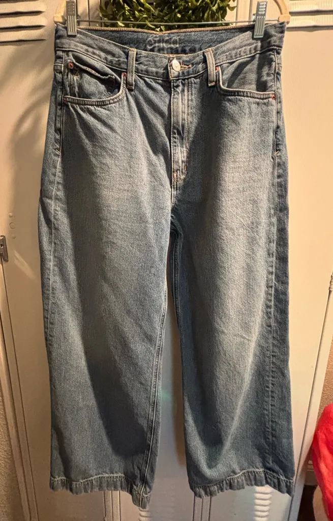 Women’s sz 31 Medium Wash Etica Devon Wide Leg Jeans Ethically Made Denim - Image 1