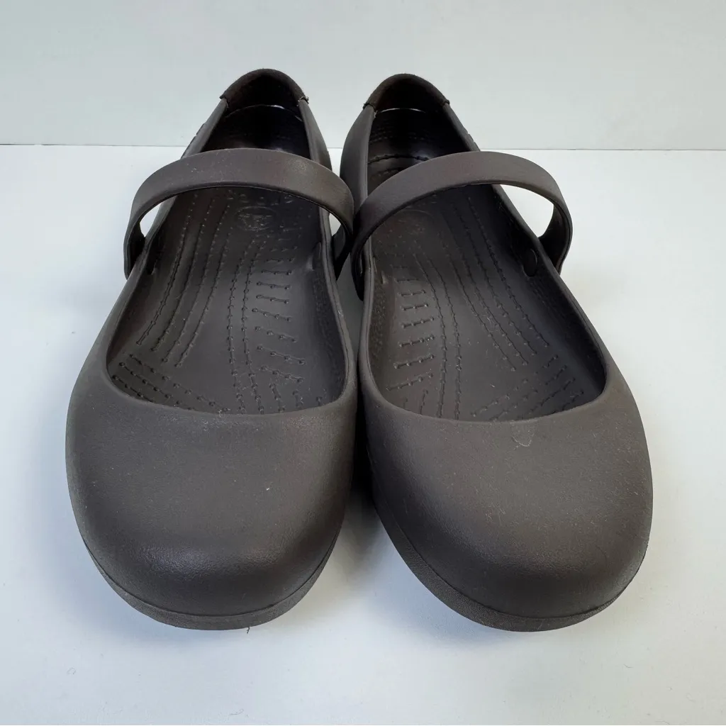 Crocs Alice Work Brown Mary Jane Slip‑Resistant Flats Size 9 - Image 2