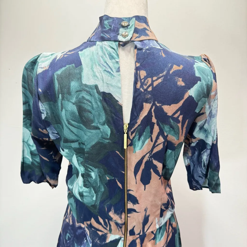 Closet London Floral High Neck Dress from ModCloth Back Cutout Coquette Girl Size 6 - Image 6