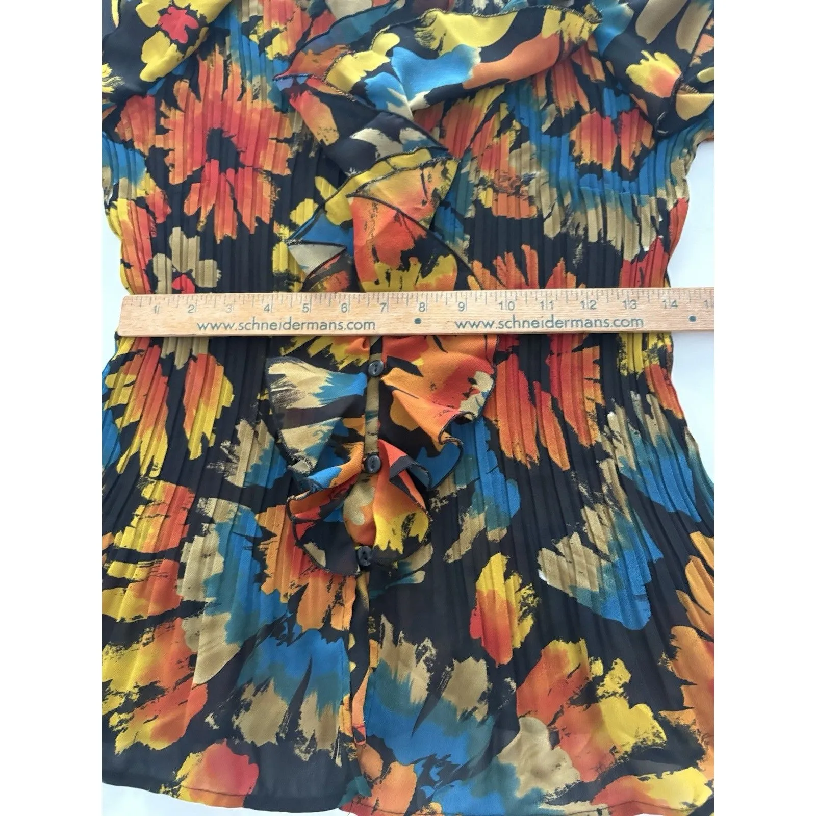 Vintage New York City Design Co Top Size L Brown Floral Ruffle Forest Fairy Fall Orange Size L - Image 10