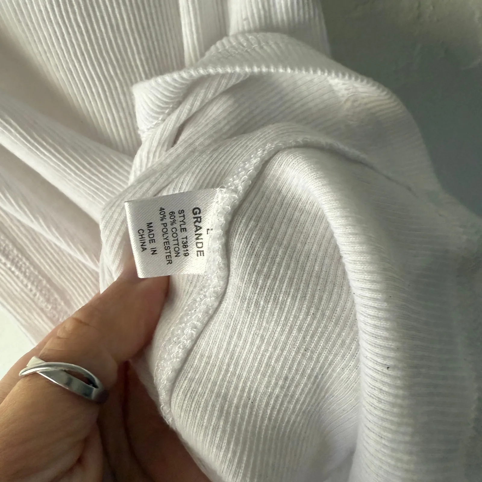 Y2K Zenana White Ribbed Tank Top Basic Layering Tee Large Muscle Tank - Image 6