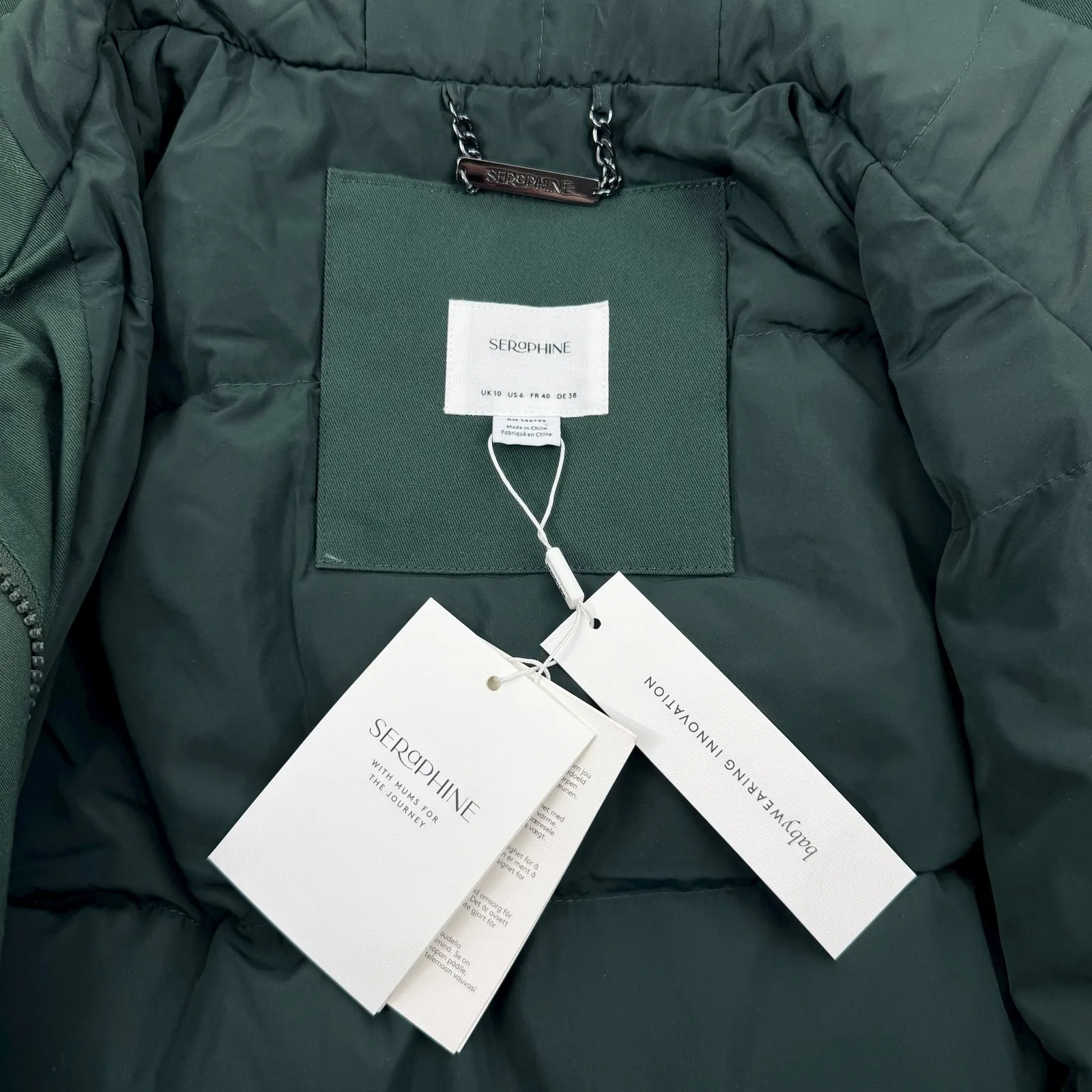 Seraphine Zorinah Sub Zero Down 3 in 1 Maternity Parka Jacket Size 6 Green - Image 13