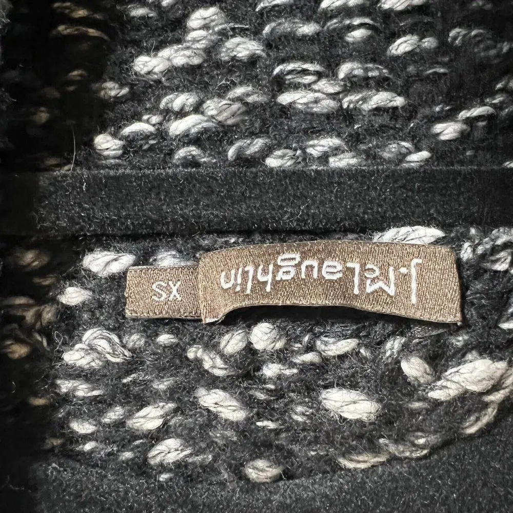 J.McLaughlin Sweater Women's Size XS Black White Marled Knit Long‎ Cardigan Wool - Image 8