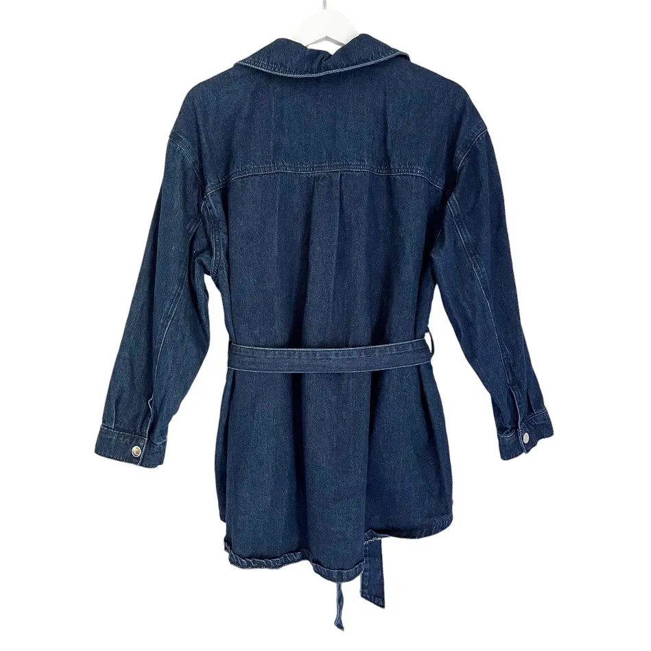 Elements Women’s Belted Denim Button Front Shirt Jacket Blue Size 14/16 - Image 5