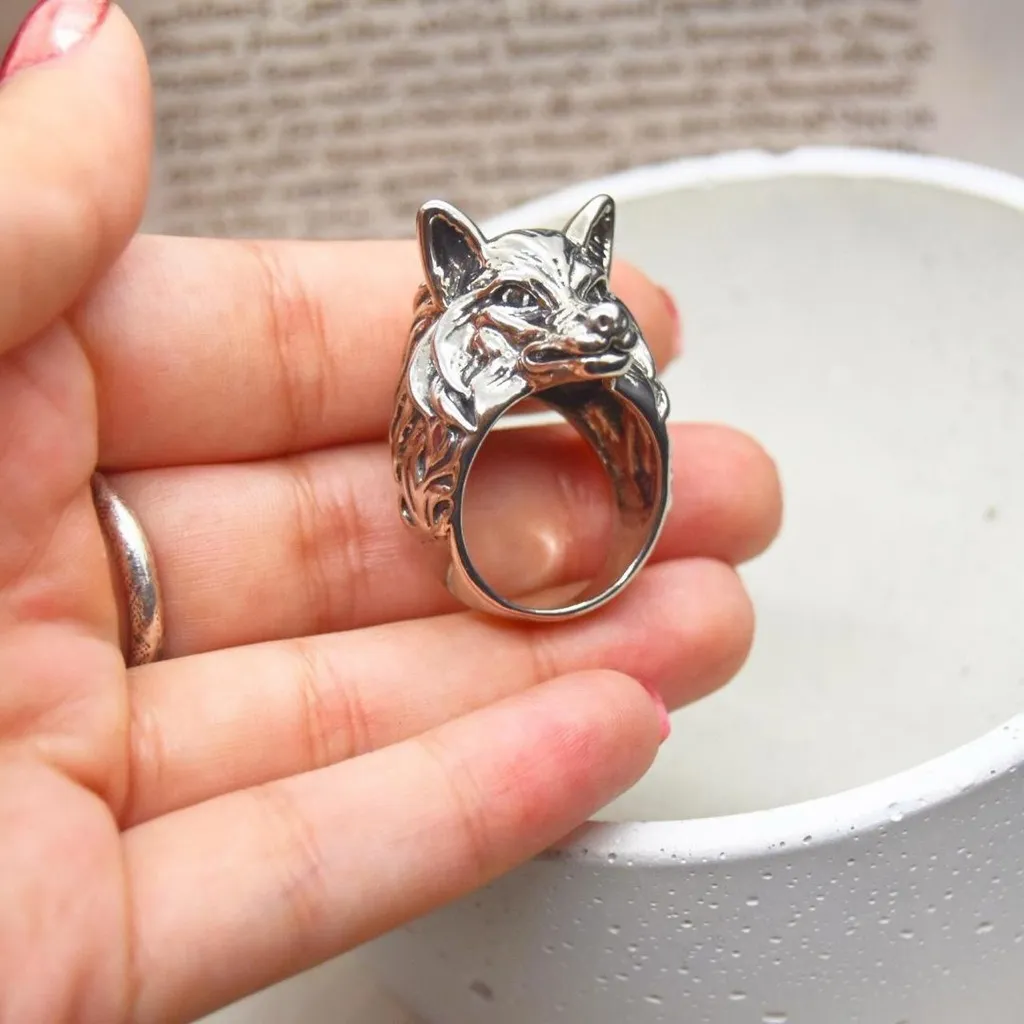 Silver Wolf Ring Size 8 - Image 3