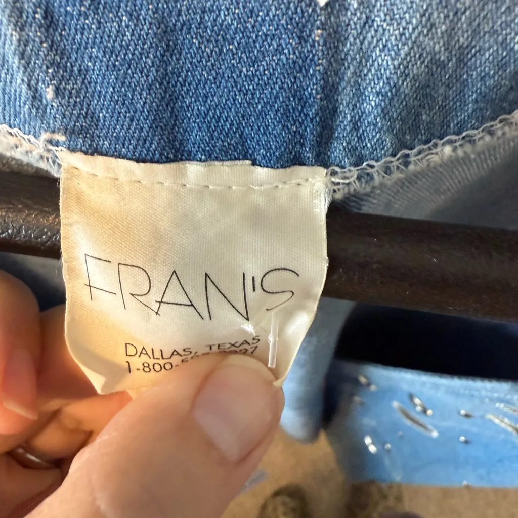 Vintage Fran’s Dallas Denim Vest Star & Heart Appliqué | 90s Y2K Western Boho Blue Size M - Image 4