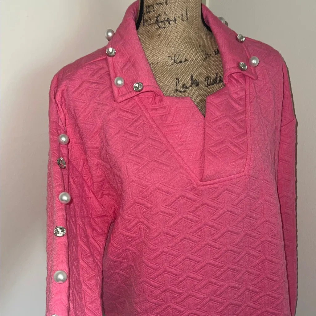 Pink Simply Southern Quilted Women's Top with Pearl Accents - Image 2