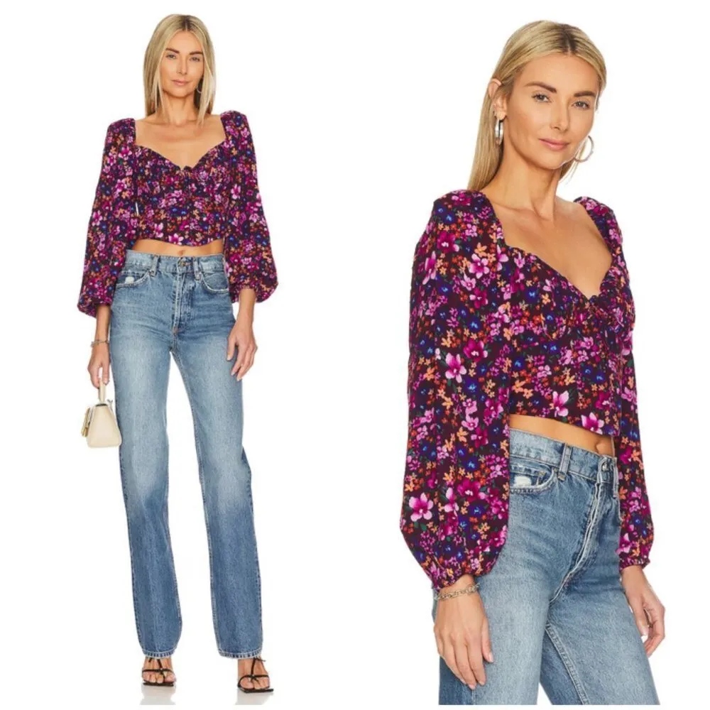 💕ASTR💕 Edwina Floral Corset Long Sleeve Top ~ Purple Floral Print XS NWT - Image 3