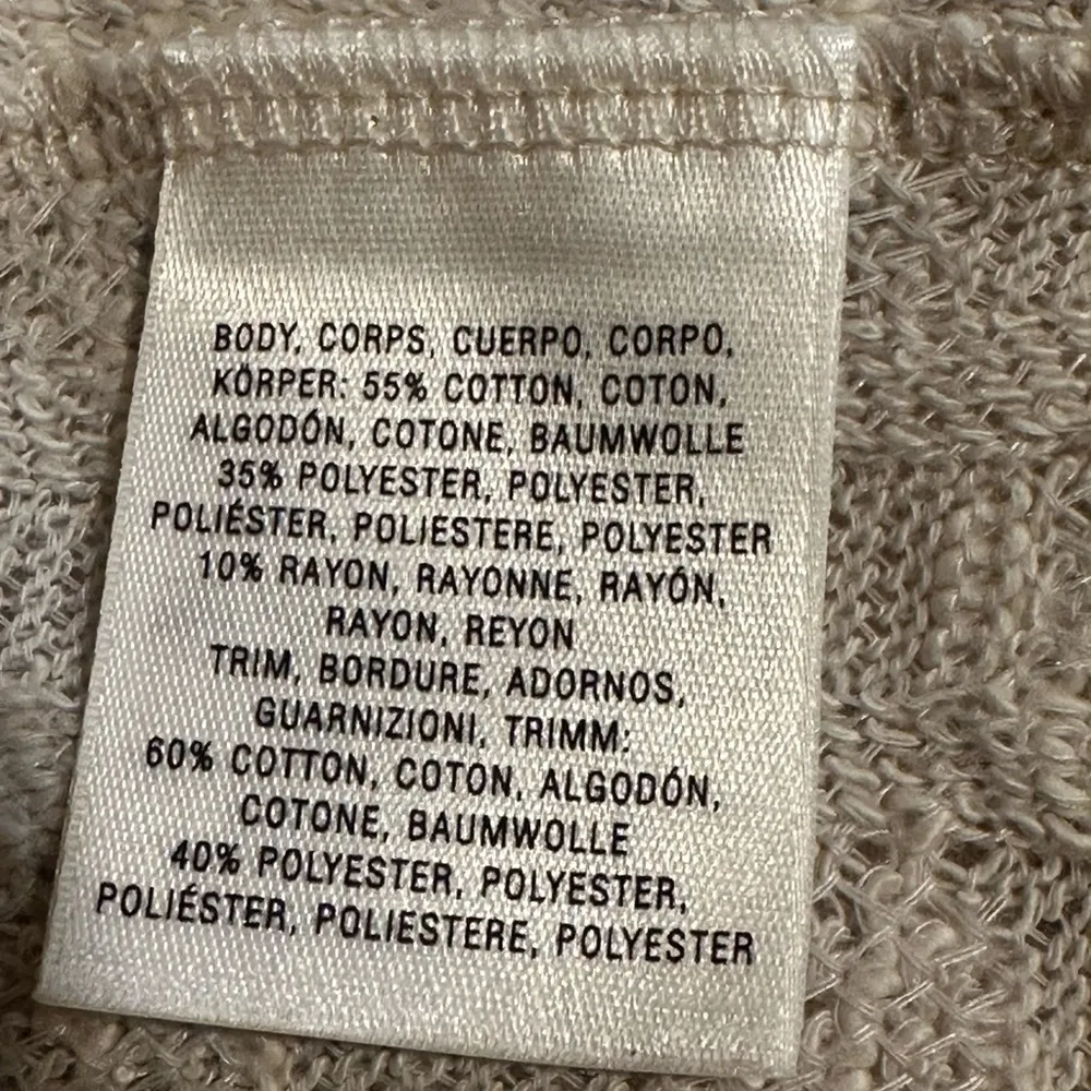 Anthropologie Tan Beige Sweater Knit Sleeve & Back Flowy Tee Shirt Women’s Small - Image 8