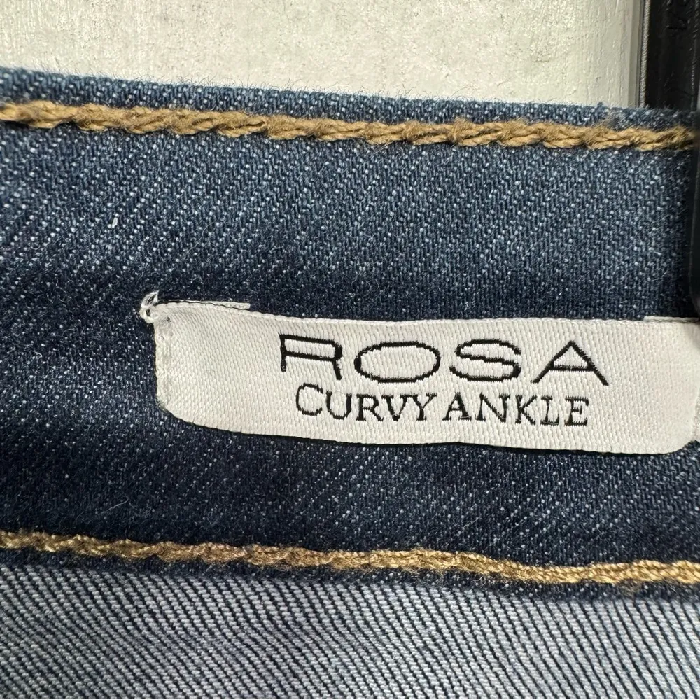 Sofia Vergara Rosa Curvy Ankle Dark Wash Denim Ripped Hem High Waisted Jeans - Image 10