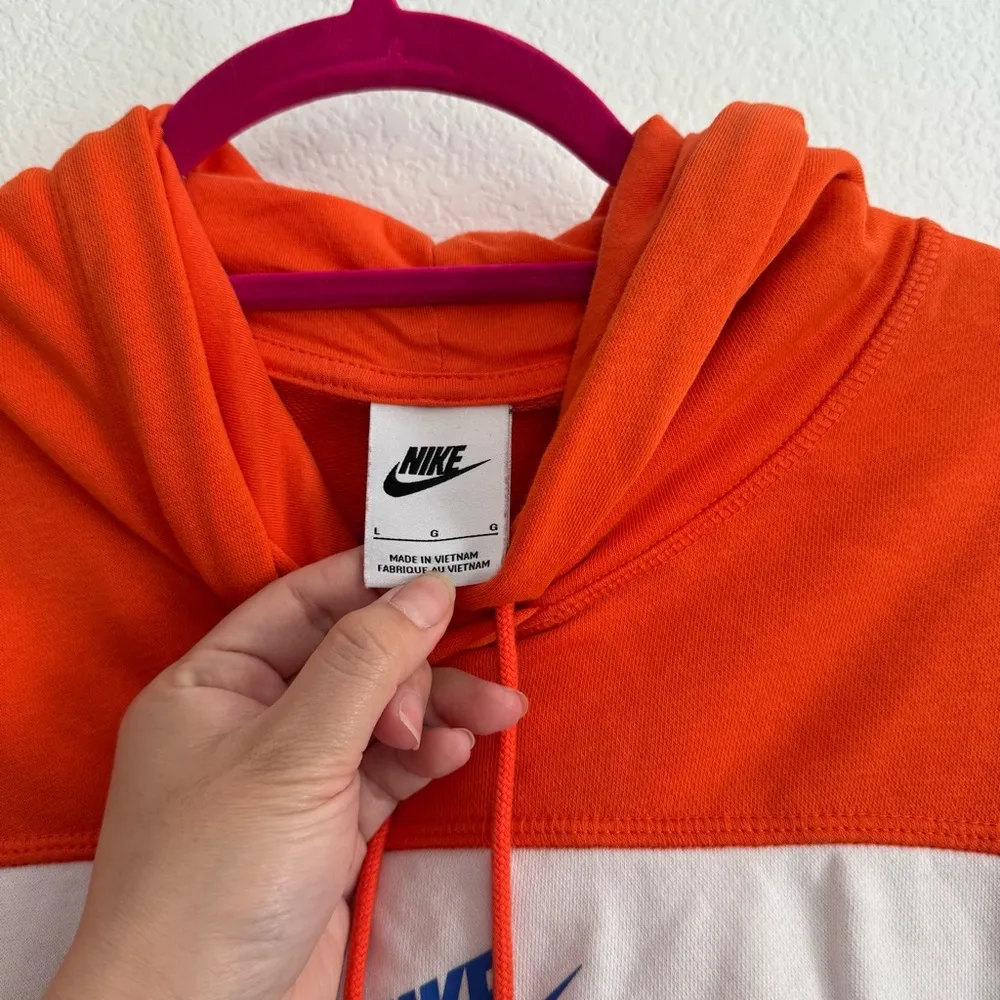 Nike Sport DNA Fleece Hoodie Colorblock Orange White Large - Image 4