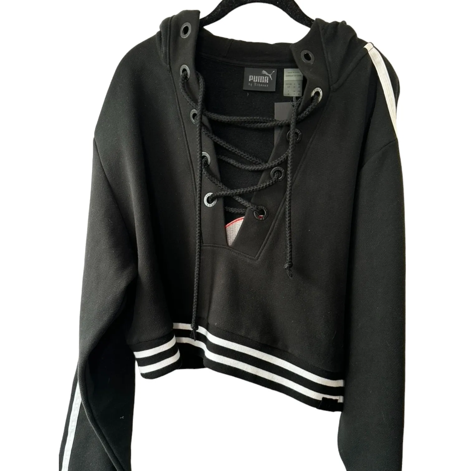 Puma FENTY by Rihanna Rising Sun Lacing Sweatshirt Black & White Sz Small NEW - Image 2