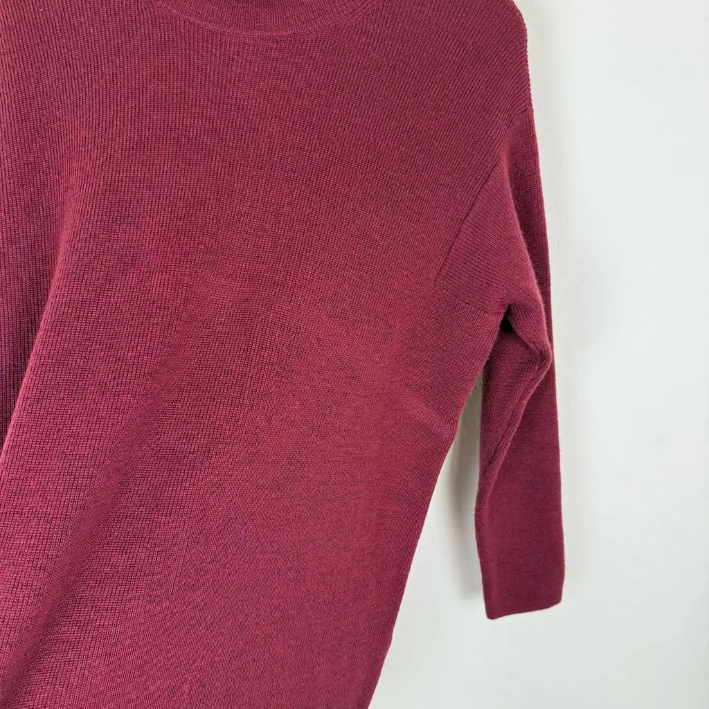 Eileen Fisher 100% Merino Wool Maroon Turtleneck Sweater - Image 6