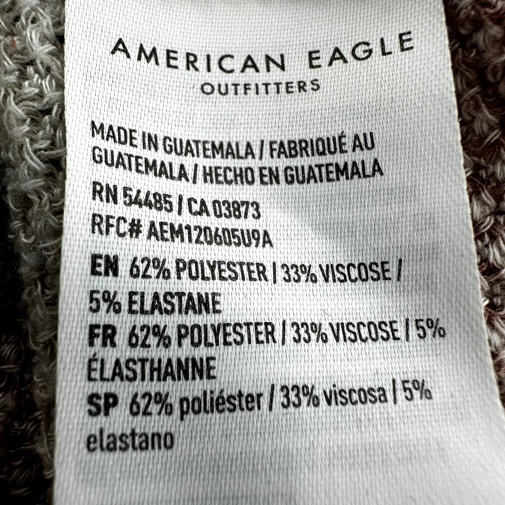 American Eagle Outfitters Striped T Shirt Waffle Knit Lettuce Hem Crew Neck XS Red - Image 4