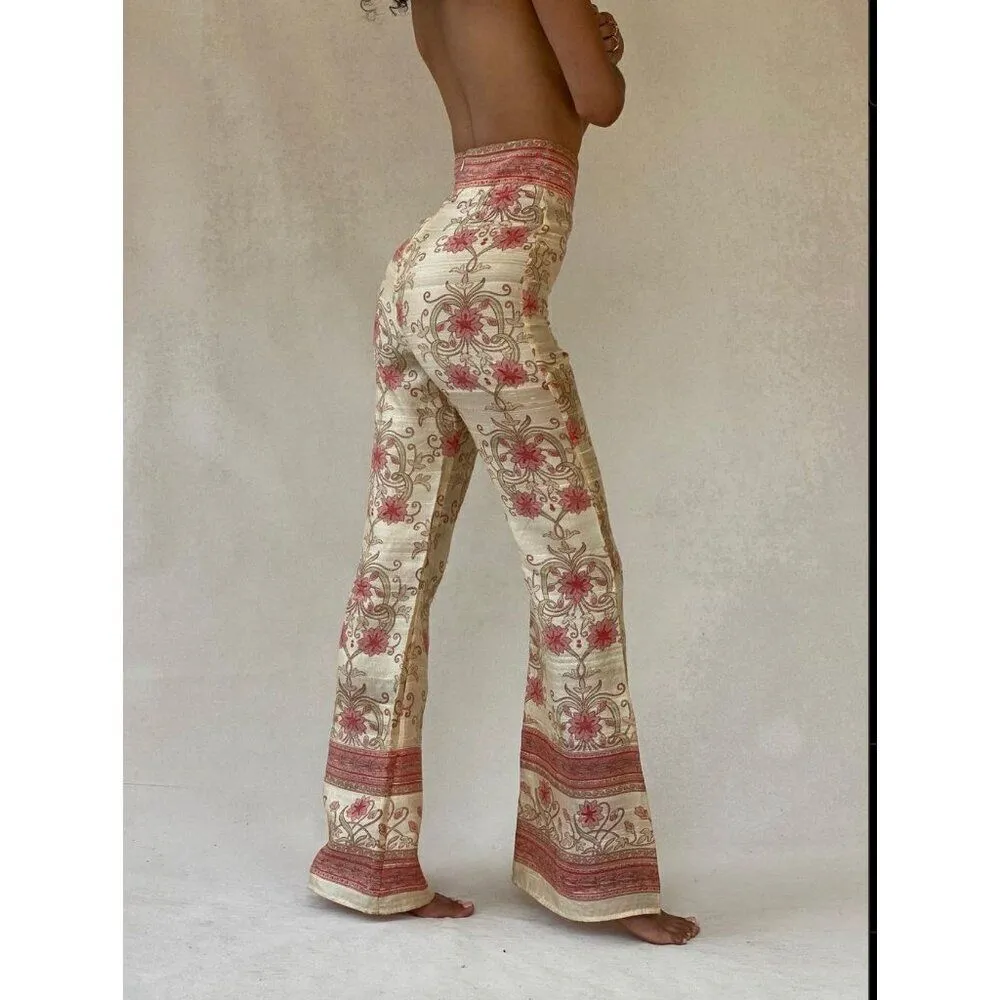 Savannah Morrow Ahimsa Pant in Orla NWT Silk Floral Print High Rise Flare Medium Pink - Image 6