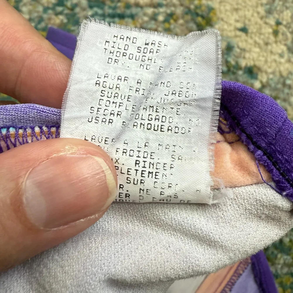 Vintage Sunset Beach purple floral bikini bandeau swim top, size medium - Image 11