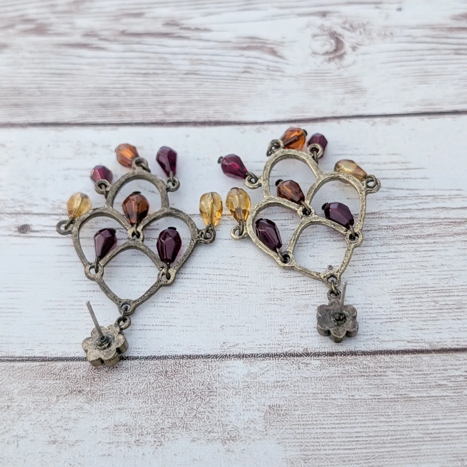 Vintage Stud Earrings Dangle Earrings with Fall Tones - Image 4