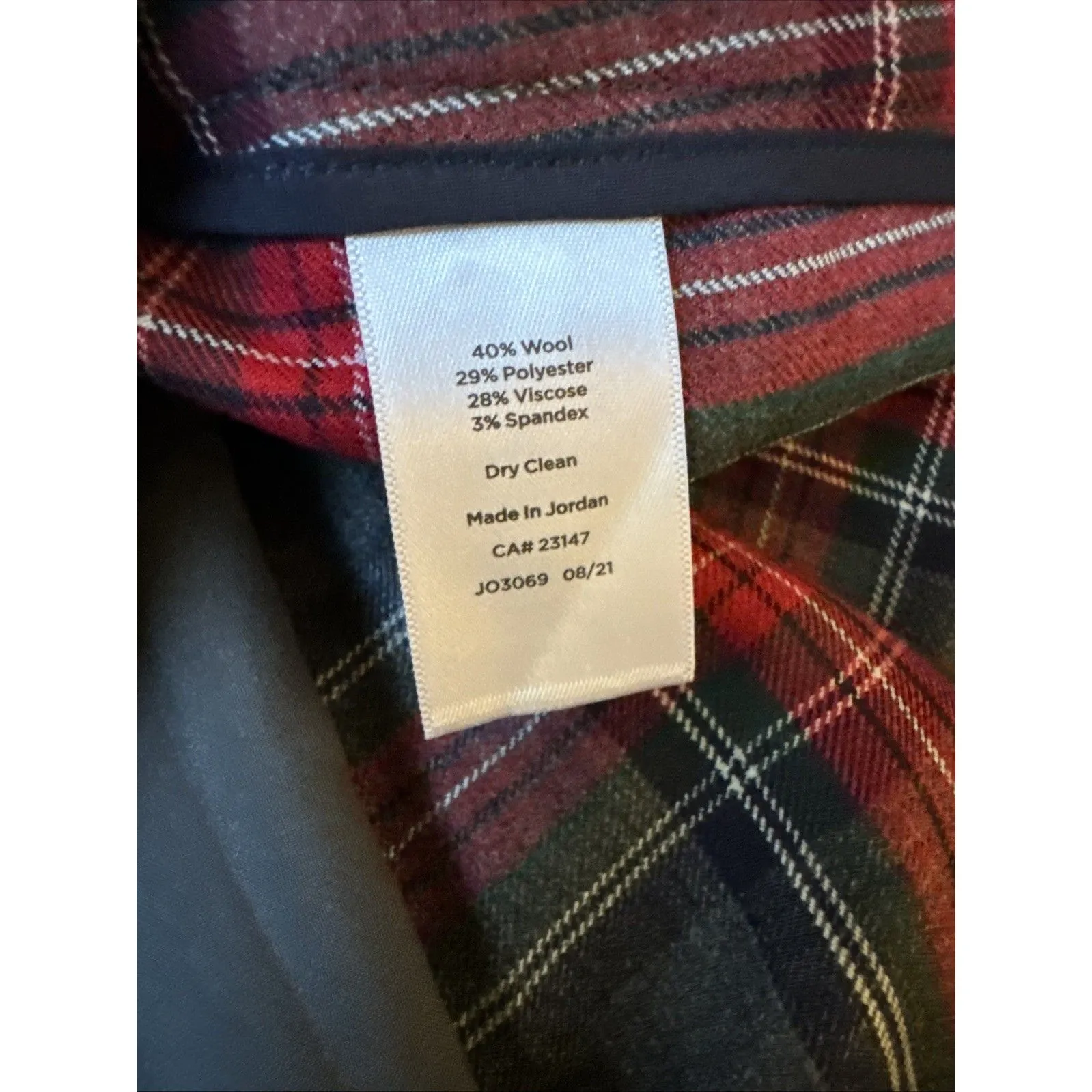 TALBOTS Gray Red Bonfire Plaid Wool-Blend Slim Ankle Pants Sz 20W Holiday - Image 3