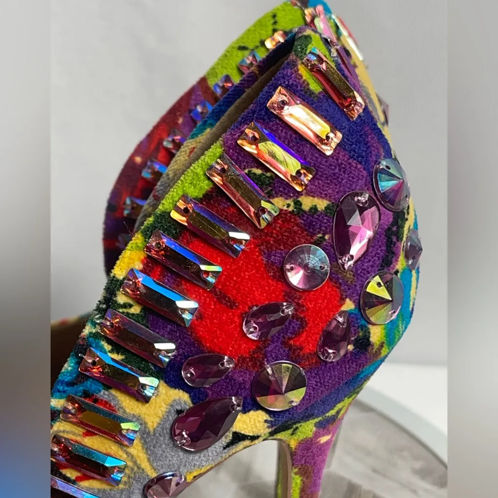Steve Madden Galactik Multicolor Rhinestone Jewel Pumps Women’s 8.5M Party Glam - Image 8