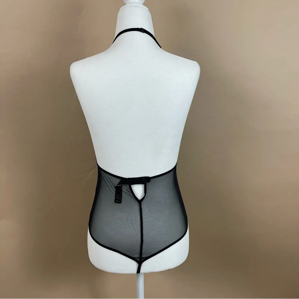 Victoria's Secret Medium Sheer Lace Teddy Thong Bodysuit Deep V Front - Image 4