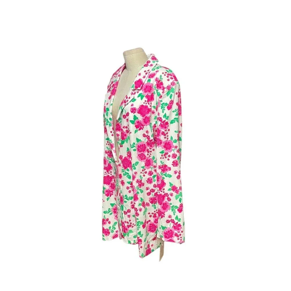For Love‎ & Lemons Tanner Boyfriend Blazer In Pink Floral Plus Size 2X - Image 6