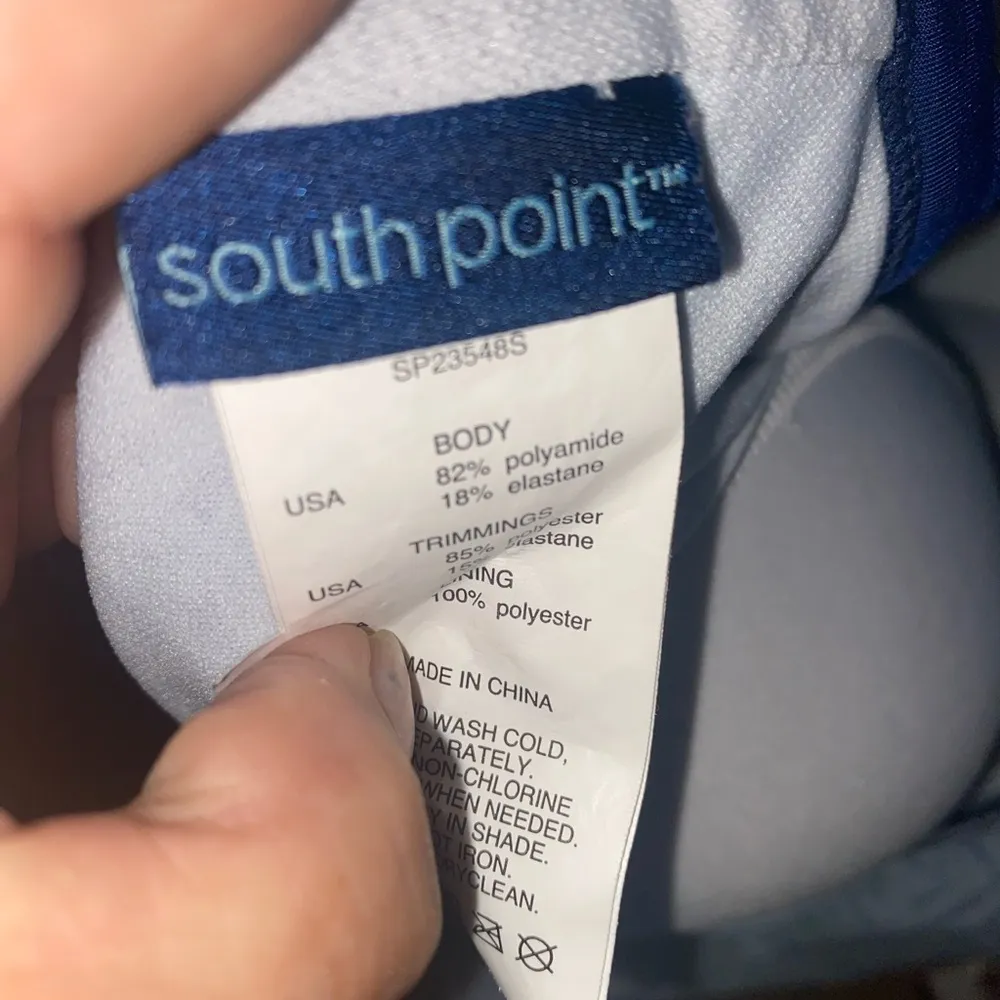 South Point Blue Geometric Tankini Criss Cross Back Adjustable Straps Top 16W - Image 8